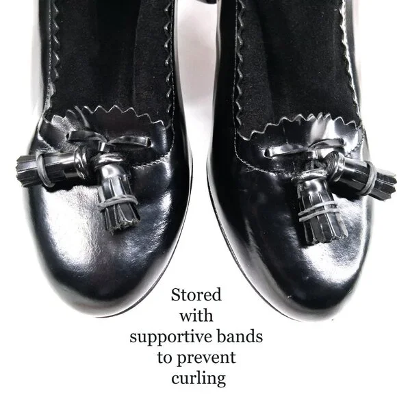 Robert Clergerie Paris Black Leather Sock Boot Heels Tassel Scallop Y2K SZ 7 - Picture 15 of 16